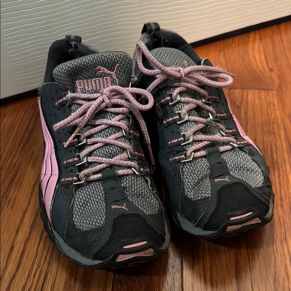 Puma Gray and Pink Running Shoes